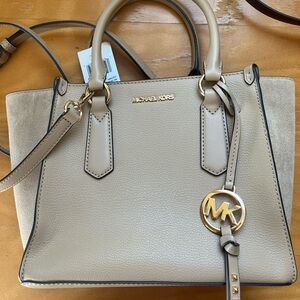NWT Michael Kors Medium Kris Tan Satchel with Gold Accents